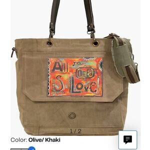 Vintage Addition NWOT recycled sustainable adjustable canvas & leather tote